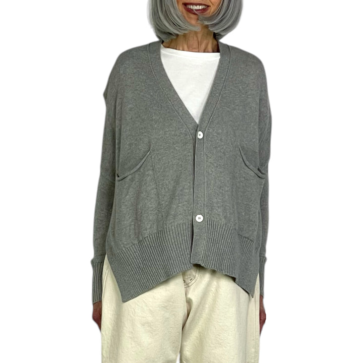 SIDE SLIT COTTON CARDIGAN