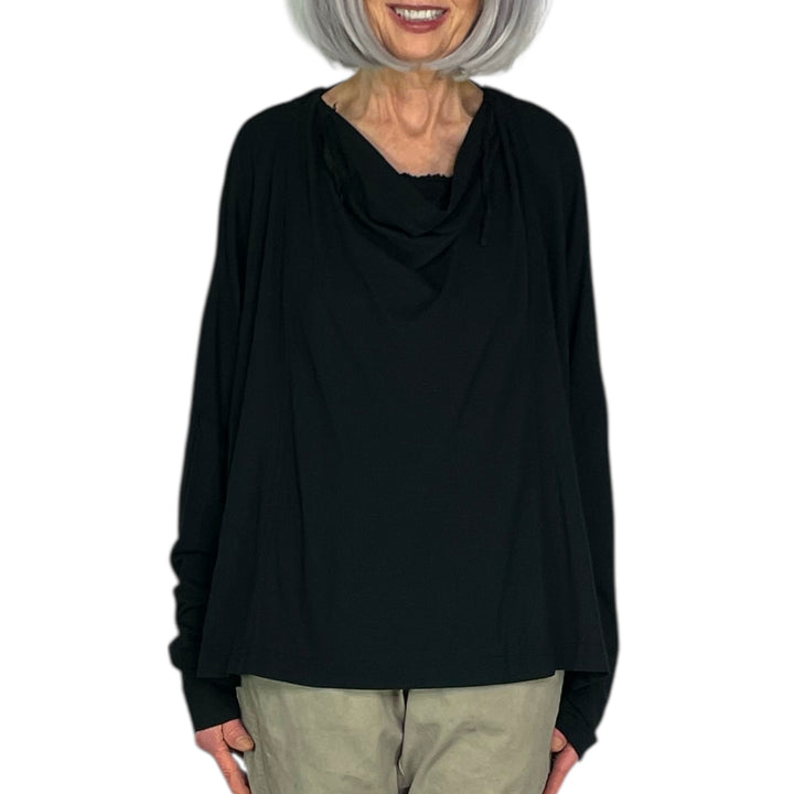 SEAMED COWL NECK TEE