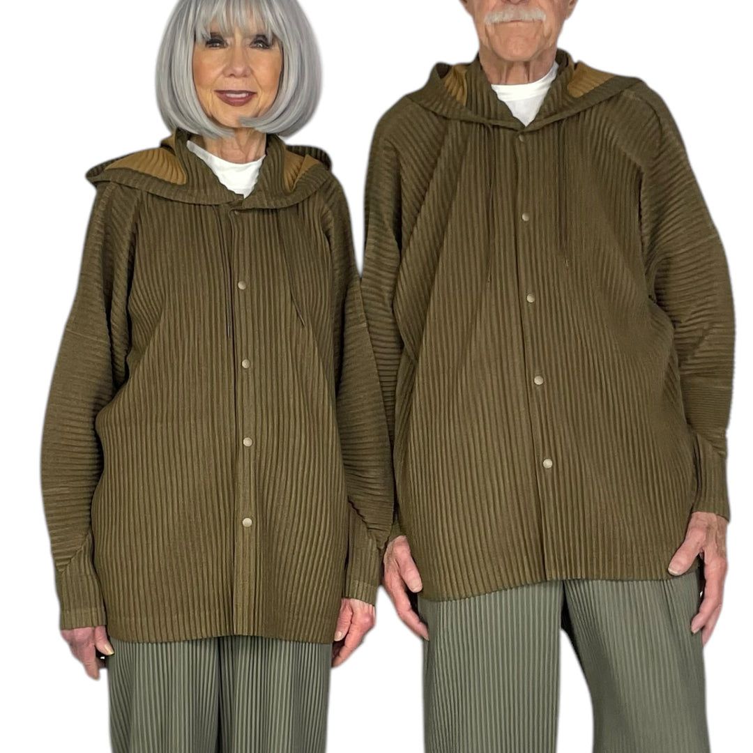 HEATHER PLEATS HOODIE JACKET