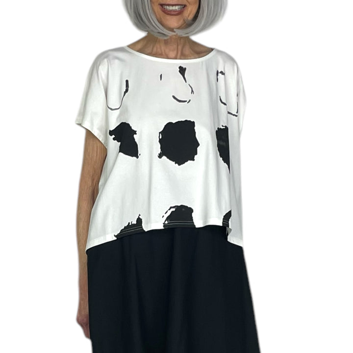 ABSTRACT PRINT CAP SLEEVE TEE