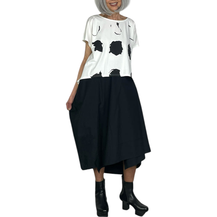 ABSTRACT PRINT CAP SLEEVE TEE