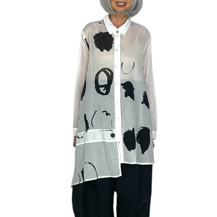 PAINTED VOILE TUNIC SHIRT