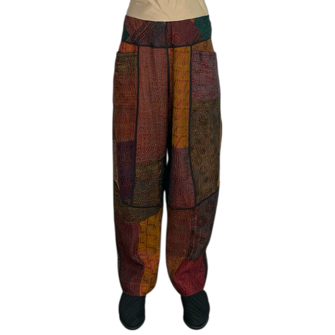 SILK JACQUARD PANELED LANTERN PANT