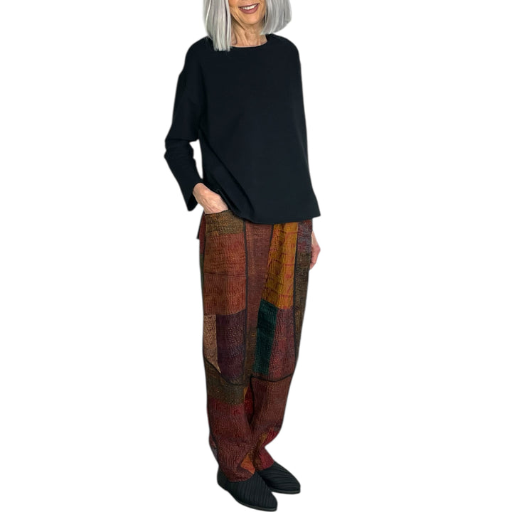 SILK JACQUARD PANELED LANTERN PANT