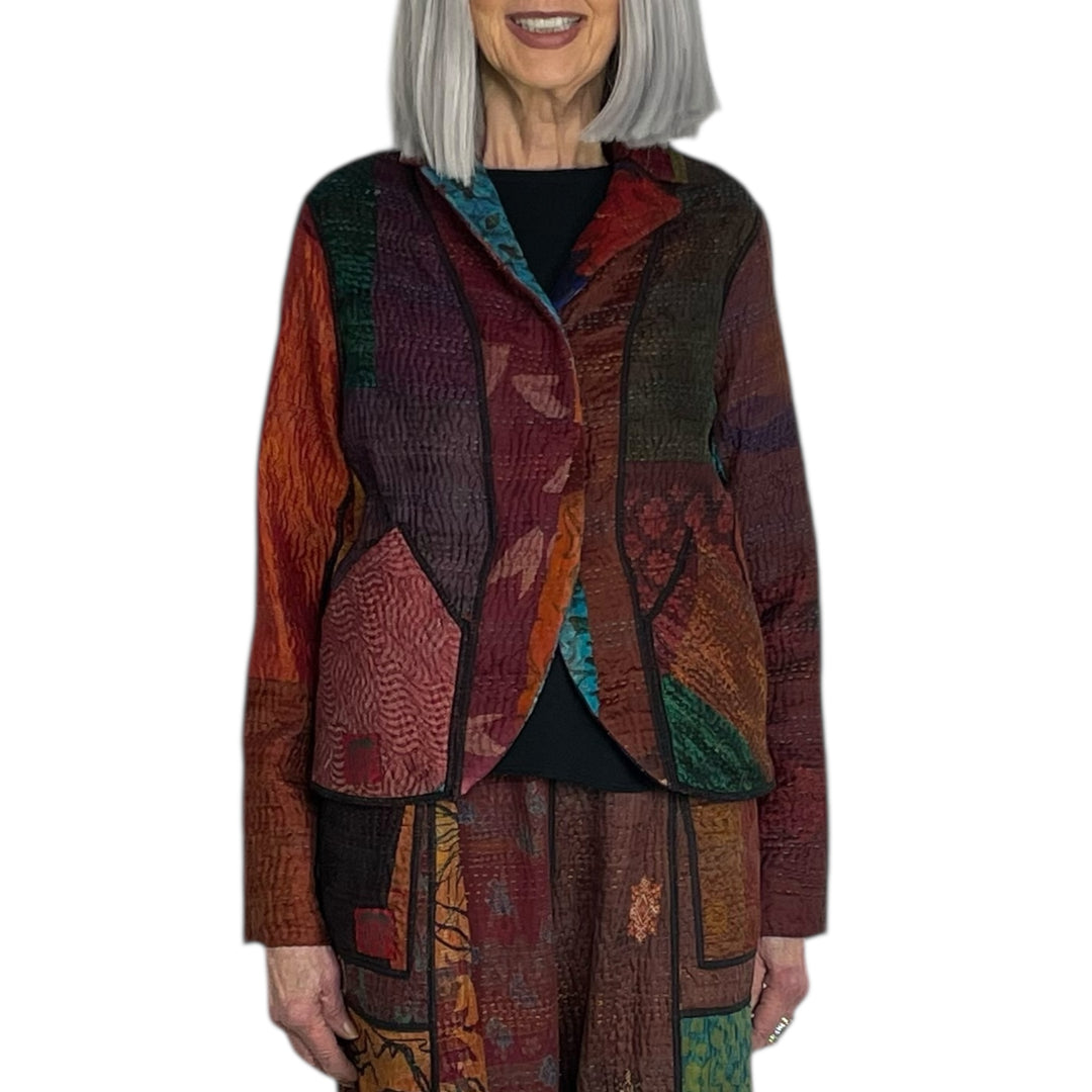 SILK JACQUARD CROPPED BASIC JACKET