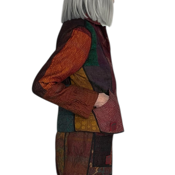 SILK JACQUARD CROPPED BASIC JACKET
