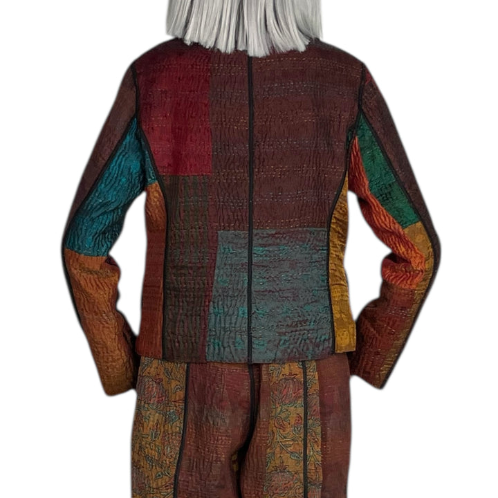 SILK JACQUARD CROPPED BASIC JACKET