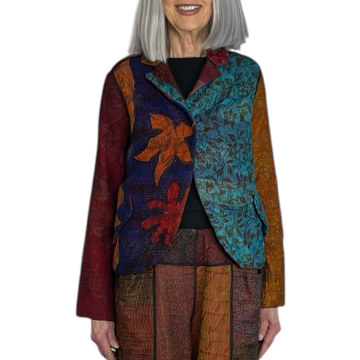 SILK JACQUARD CROPPED BASIC JACKET