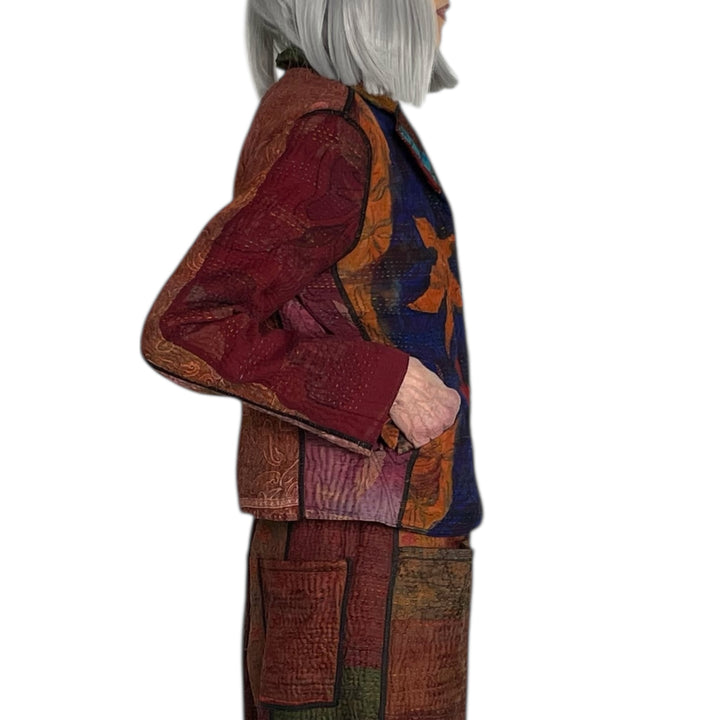 SILK JACQUARD CROPPED BASIC JACKET