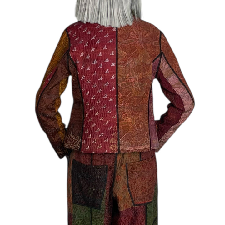 SILK JACQUARD CROPPED BASIC JACKET