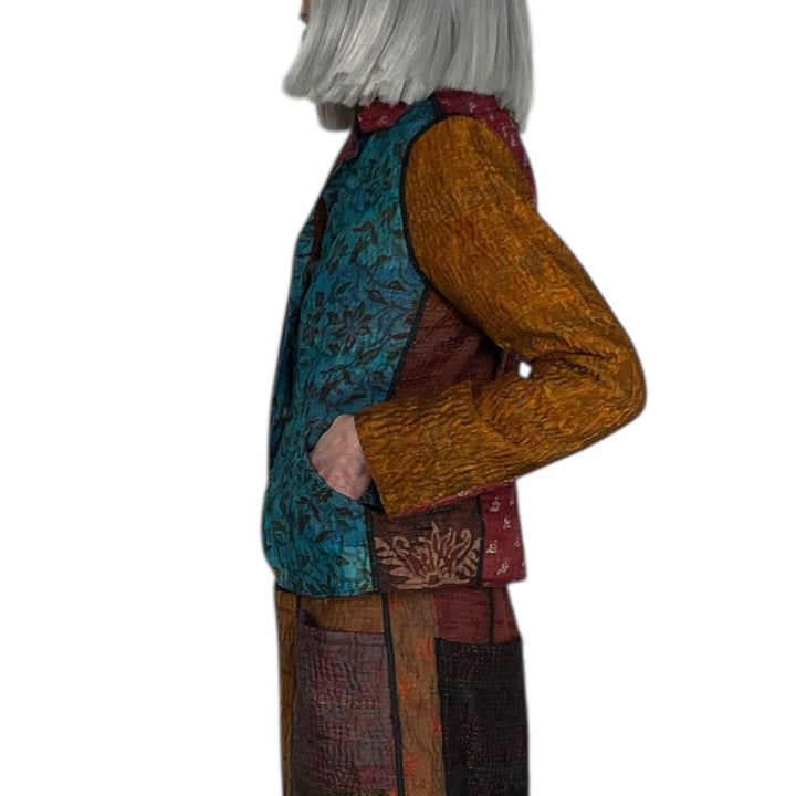 SILK JACQUARD CROPPED BASIC JACKET