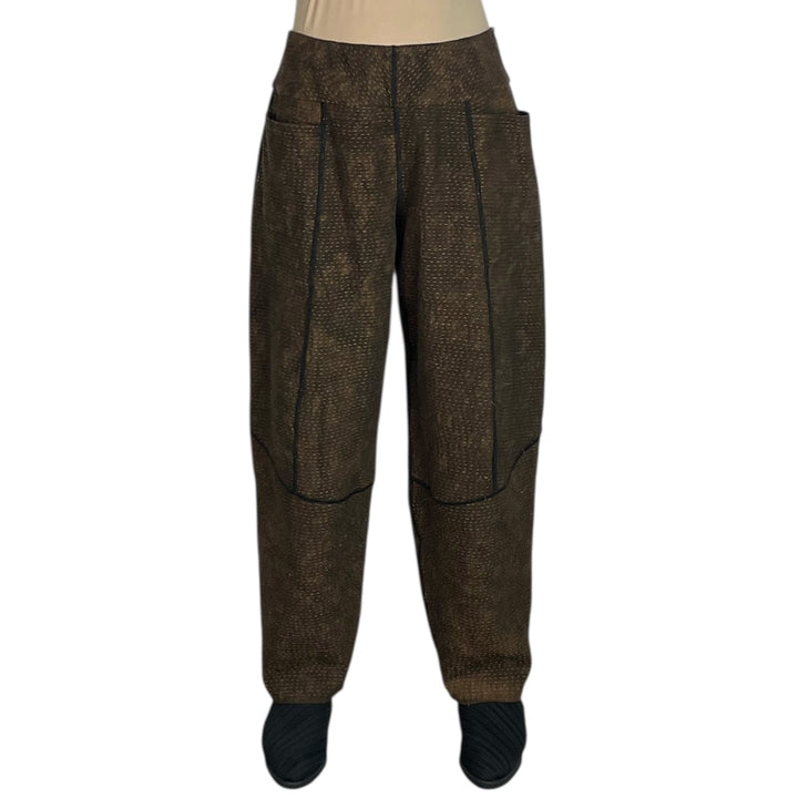 DENIM SUN-DYE PANELED LANTERN PANTS