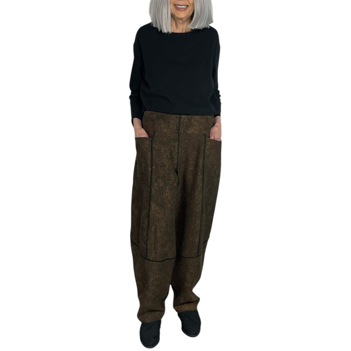 DENIM SUN-DYE PANELED LANTERN PANTS