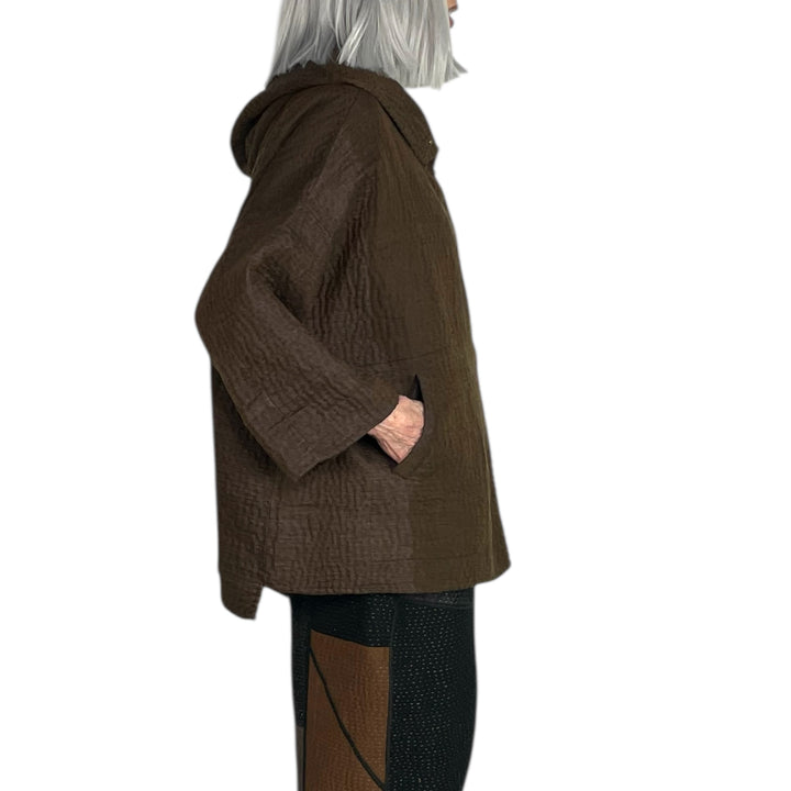QUILTED HOODIE PONCHO JACKET