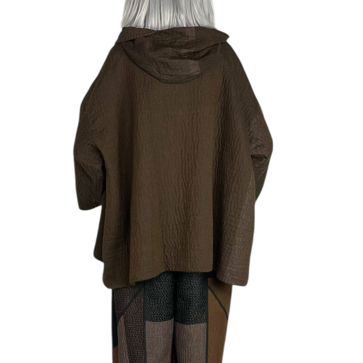 QUILTED HOODIE PONCHO JACKET