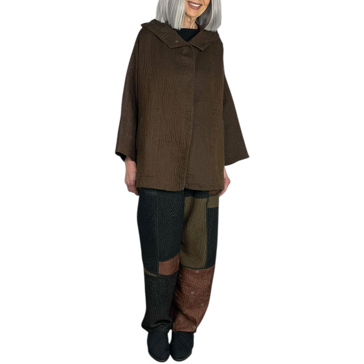 QUILTED HOODIE PONCHO JACKET