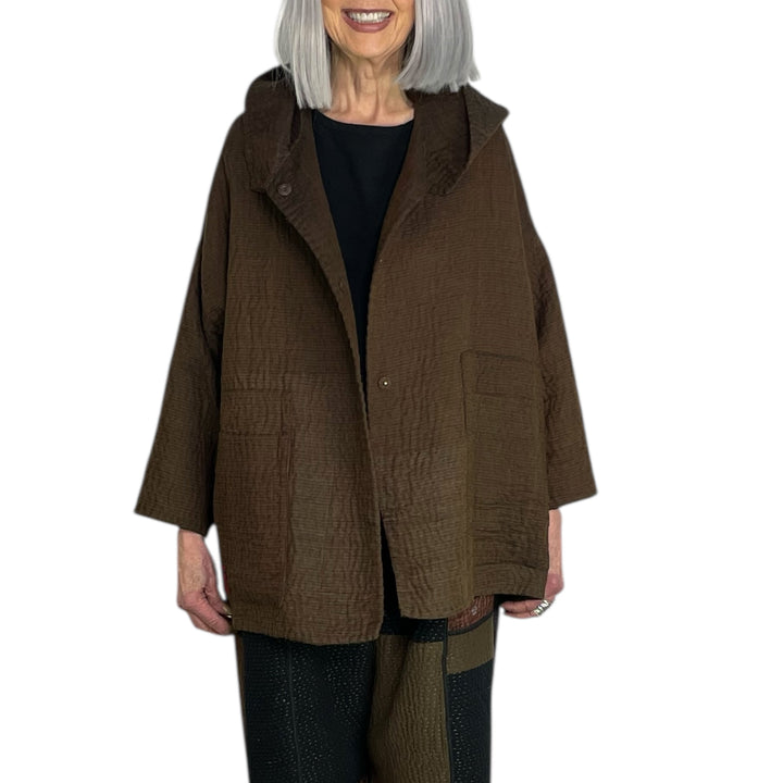 QUILTED HOODIE PONCHO JACKET