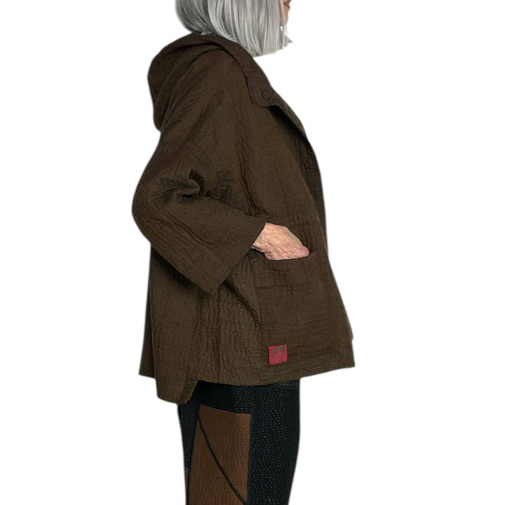 QUILTED HOODIE PONCHO JACKET