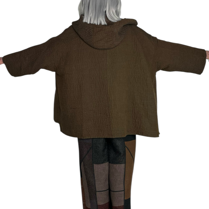 QUILTED HOODIE PONCHO JACKET