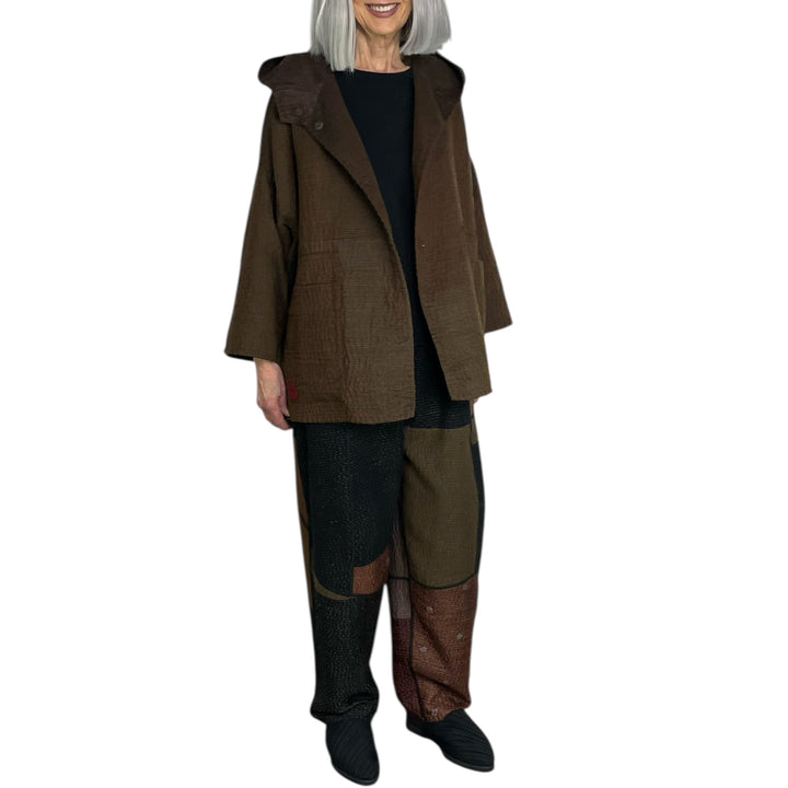 QUILTED HOODIE PONCHO JACKET