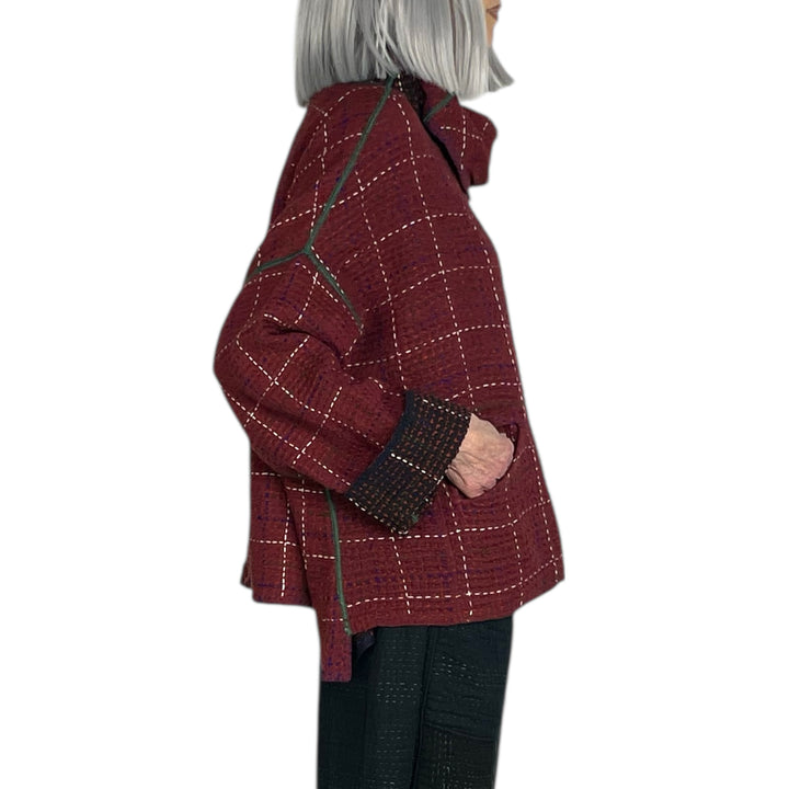 WOOL WAFFLE NEW COWL NECK PONCHO TOP