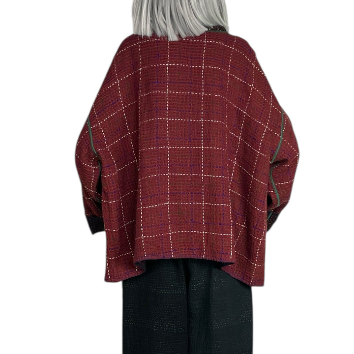 WOOL WAFFLE NEW COWL NECK PONCHO TOP