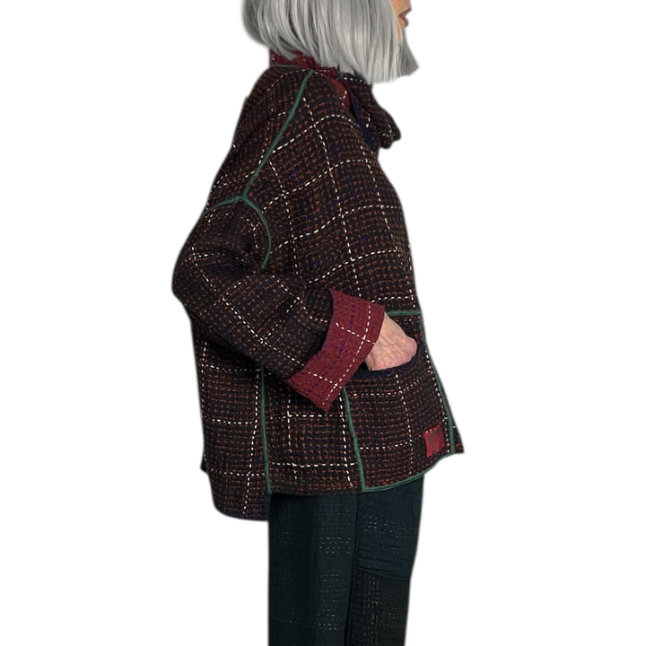 WOOL WAFFLE NEW COWL NECK PONCHO TOP