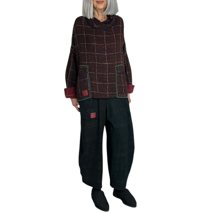 WOOL WAFFLE NEW COWL NECK PONCHO TOP
