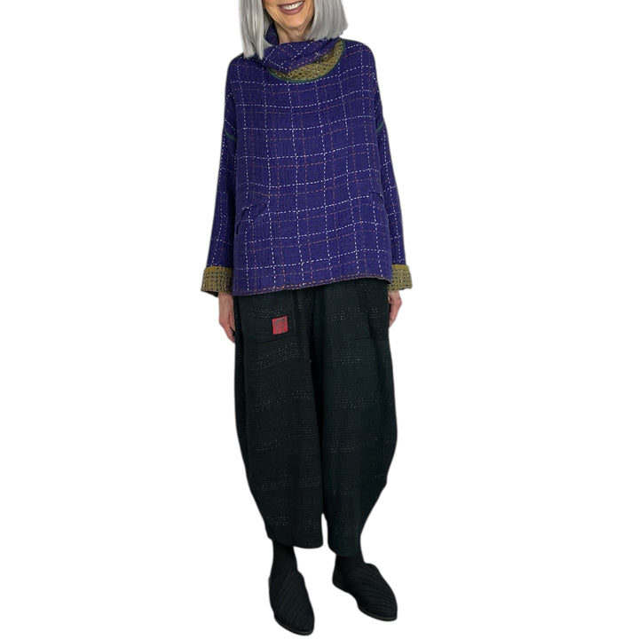 WOOL WAFFLE NEW COWL NECK PONCHO TOP