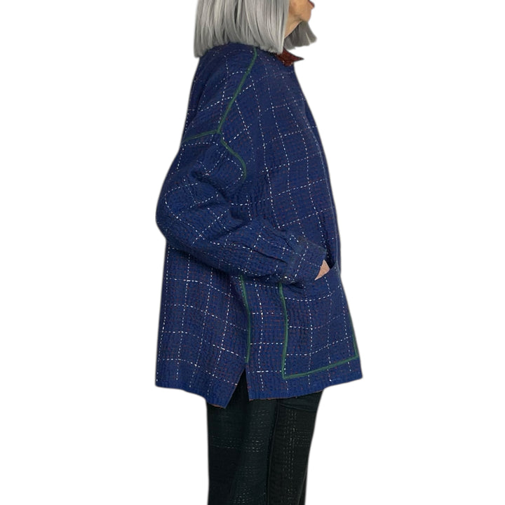WOOL WAFFLE KANTHA SHIRT JACKET