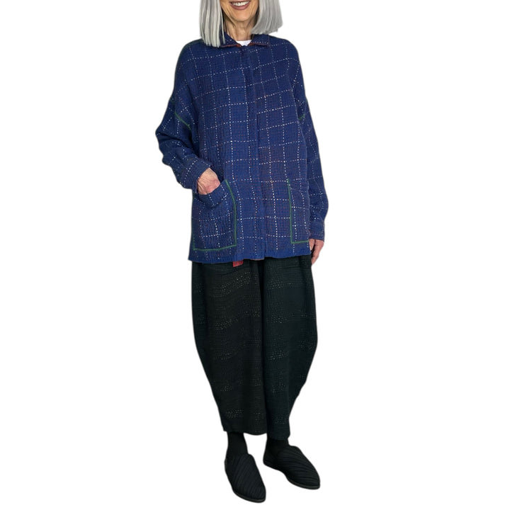 WOOL WAFFLE KANTHA SHIRT JACKET