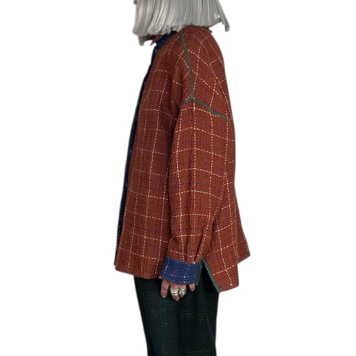 WOOL WAFFLE KANTHA SHIRT JACKET