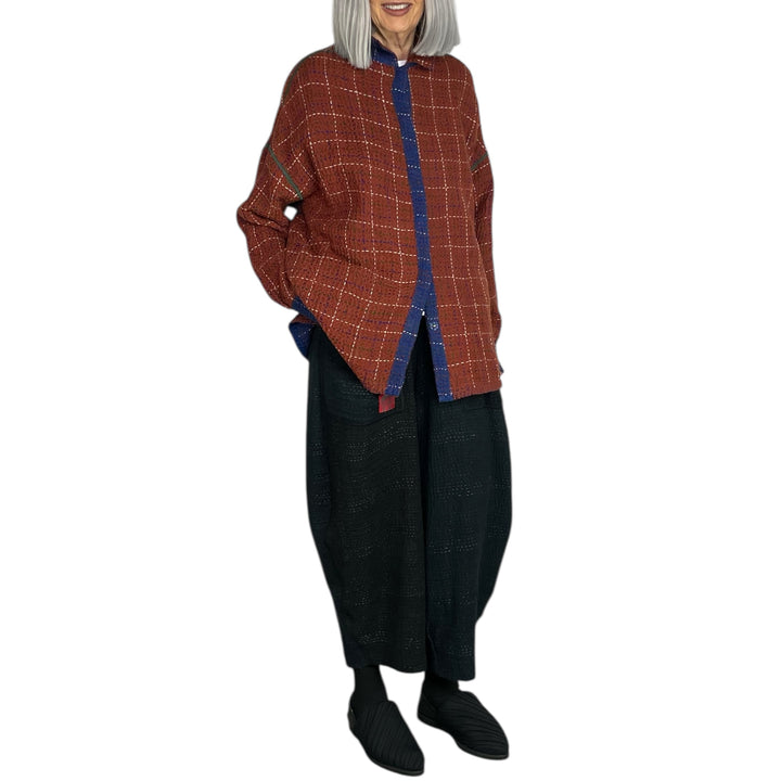 WOOL WAFFLE KANTHA SHIRT JACKET
