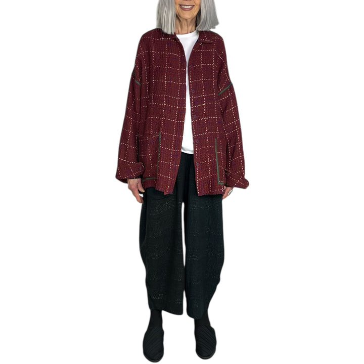 WOOL WAFFLE KANTHA SHIRT JACKET