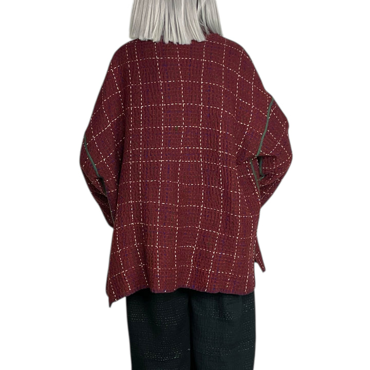 WOOL WAFFLE KANTHA SHIRT JACKET