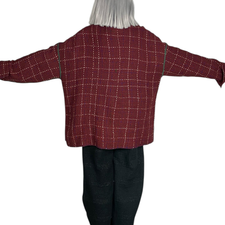 WOOL WAFFLE KANTHA SHIRT JACKET