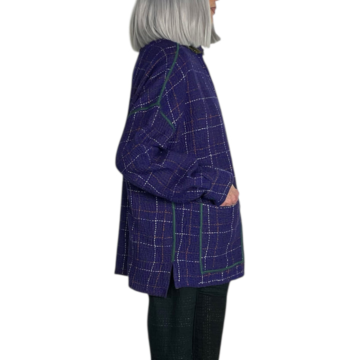 WOOL WAFFLE KANTHA SHIRT JACKET