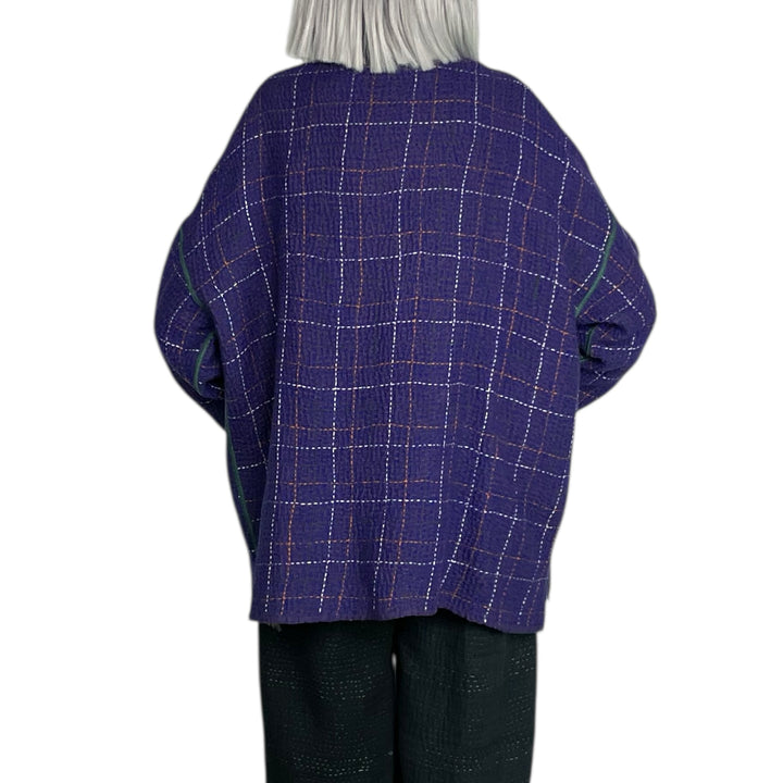 WOOL WAFFLE KANTHA SHIRT JACKET