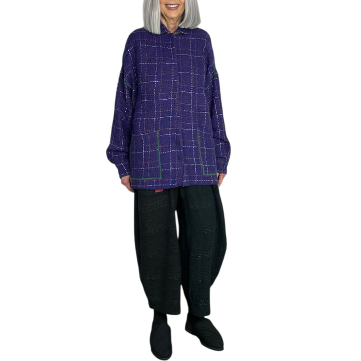 WOOL WAFFLE KANTHA SHIRT JACKET