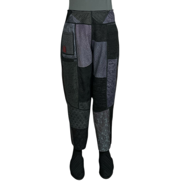 SILK JACQUARD PANELED LANTERN PANTS - SMALL