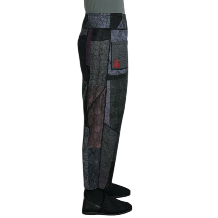 SILK JACQUARD PANELED LANTERN PANTS - SMALL