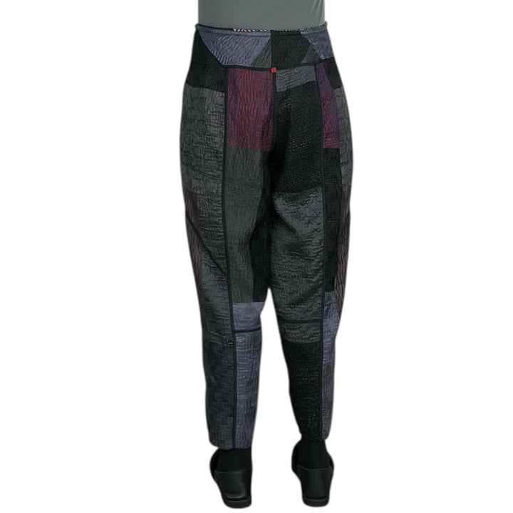 SILK JACQUARD PANELED LANTERN PANTS - SMALL