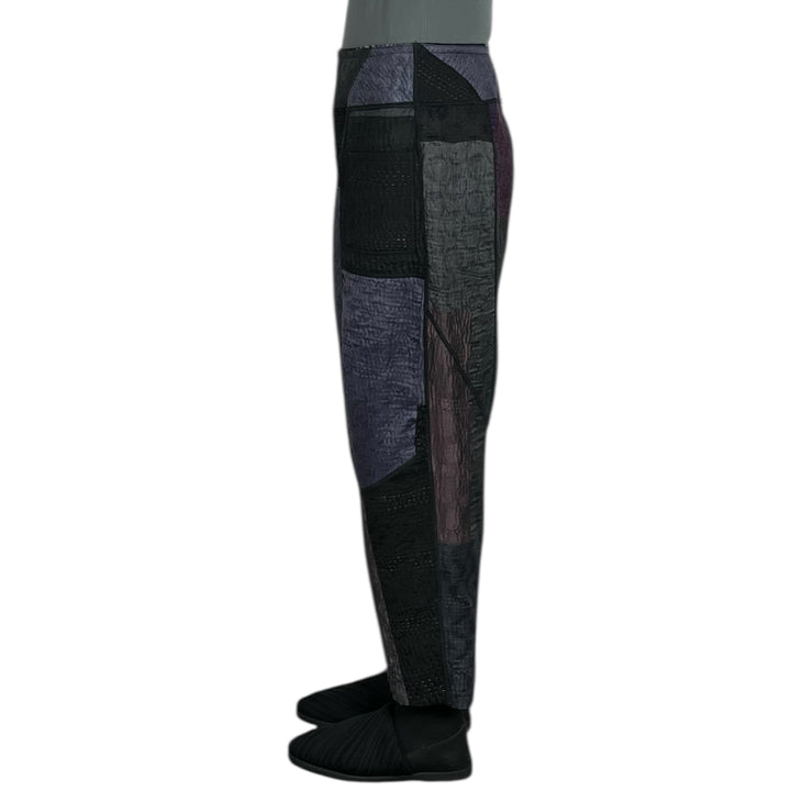 SILK JACQUARD PANELED LANTERN PANTS - SMALL
