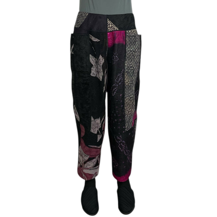 SILK JACQUARD PANELED LANTERN PANTS
