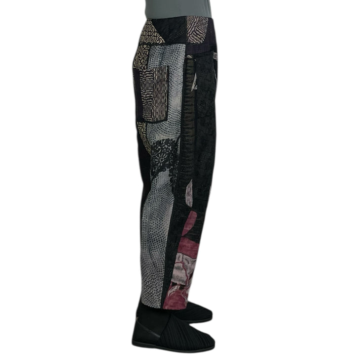 SILK JACQUARD PANELED LANTERN PANTS - SMALL