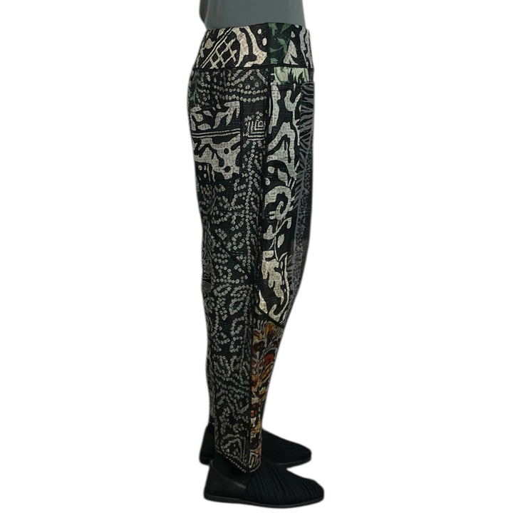 SILK JACQUARD PANELED LANTERN PANTS - MEDIUM