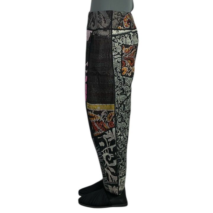 SILK JACQUARD PANELED LANTERN PANTS - MEDIUM