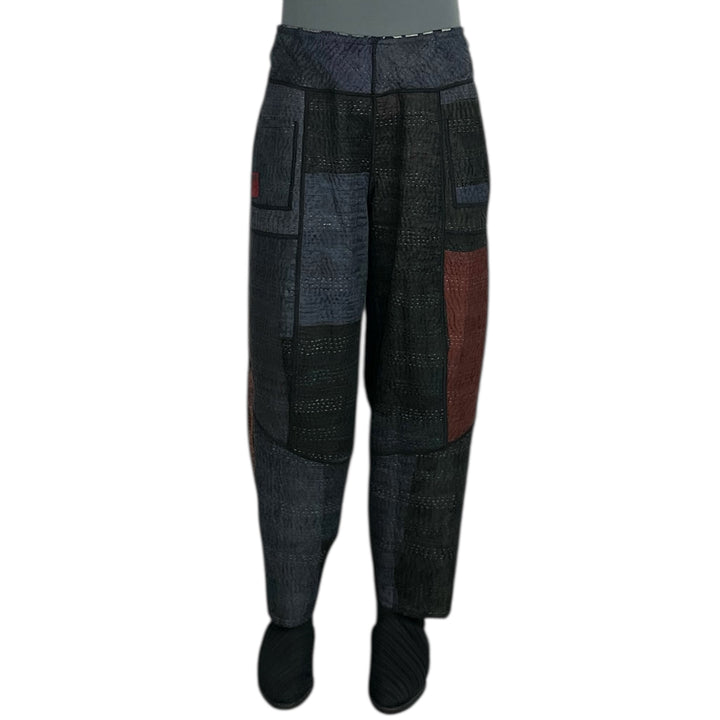 SILK JACQUARD PANELED LANTERN PANTS - MEDIUM