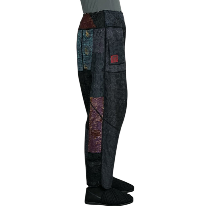 SILK JACQUARD PANELED LANTERN PANTS - MEDIUM
