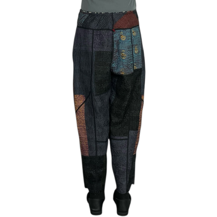 SILK JACQUARD PANELED LANTERN PANTS - MEDIUM